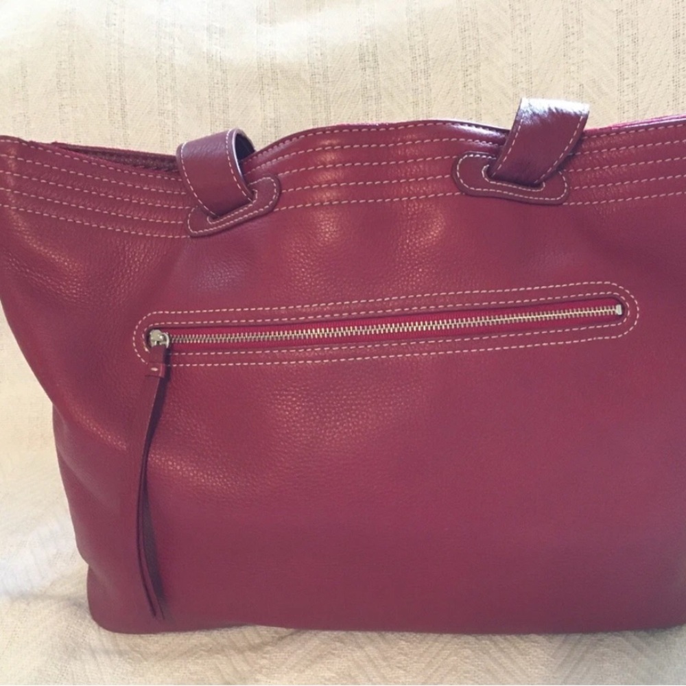 Cole Haan Deep Red Leather Tote!NWOT!